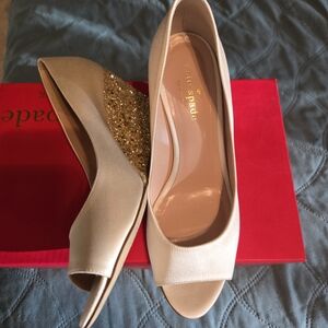 Kate Spade Satin Silver Glitter Heels - Wedding Dreams